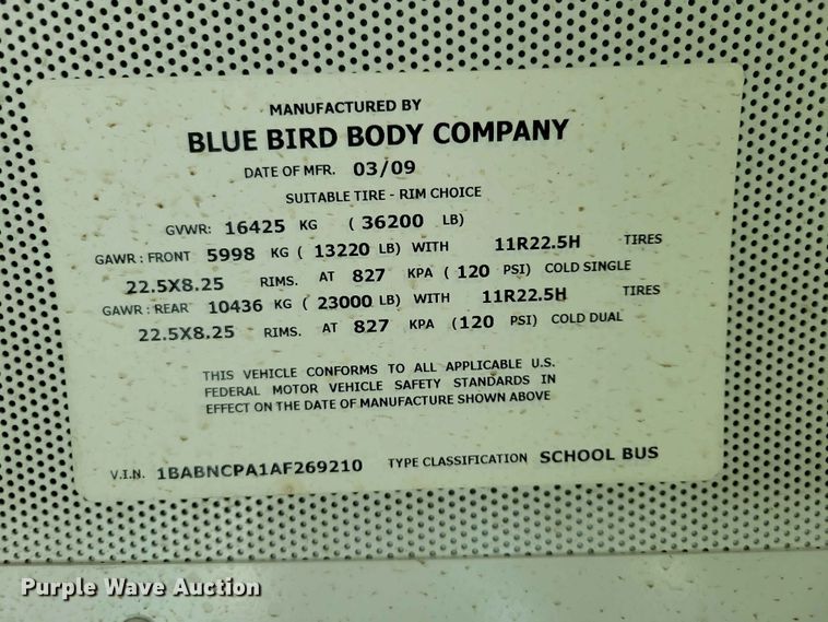image for item DZ7346 2010 Blue Bird All American school bus