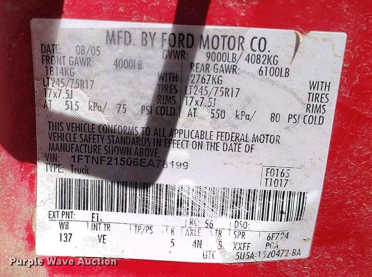 image for item ED0147 2006 Ford F250 Super Duty pickup truck