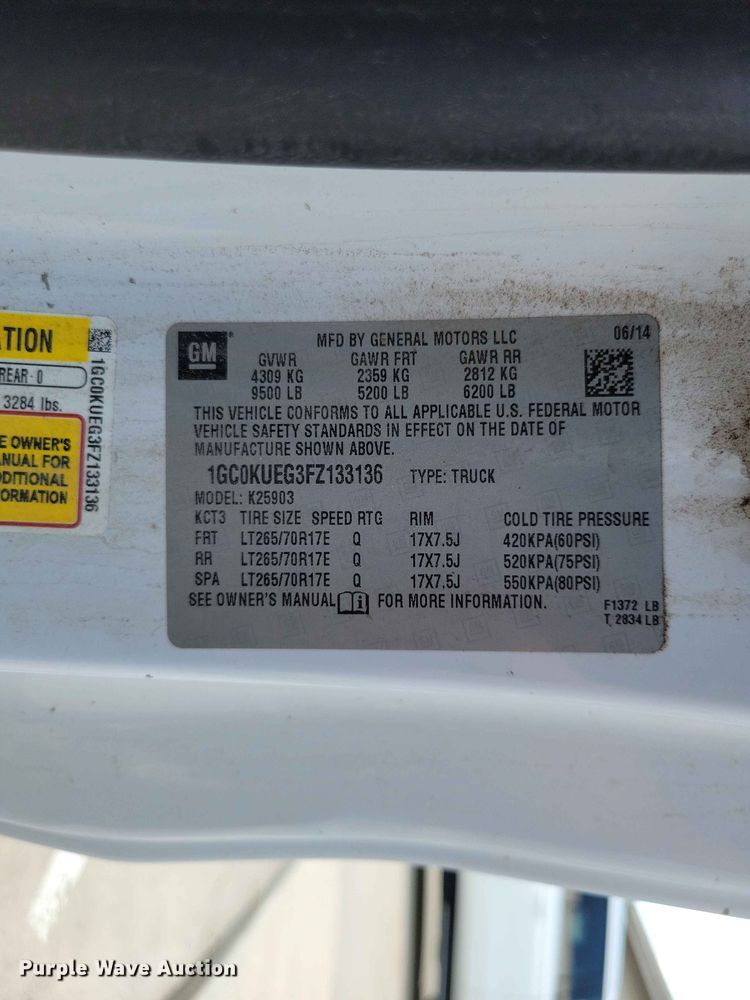 image for item EE1086 2015 Chevrolet  Silverado 2500HD dump bed pickup truck