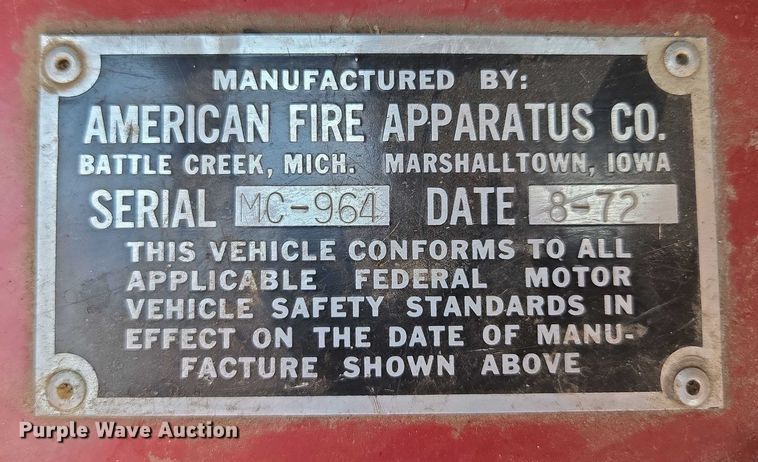 image for item EF1854 1972 Ford 750 pumper fire truck