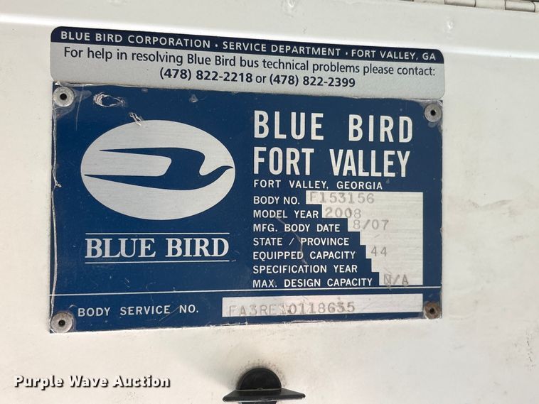 image for item EI5914 2008 Bluebird All American school bus