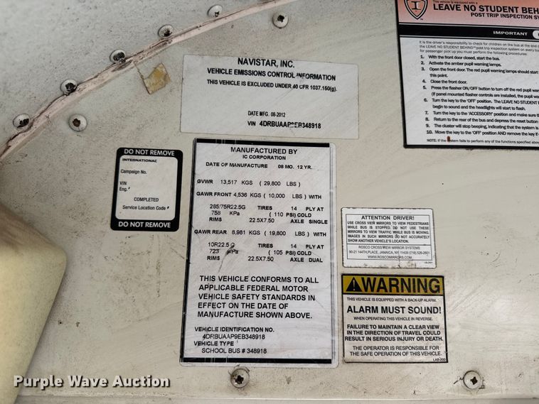 image for item EN0330 2014 IC PB105 school bus
