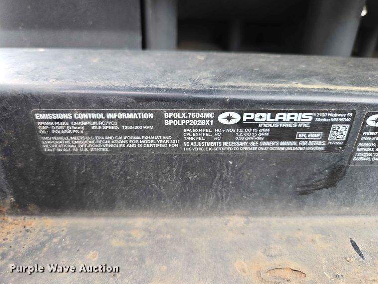 image for item ER1733 2011 Polaris Ranger 800 utility vehicle