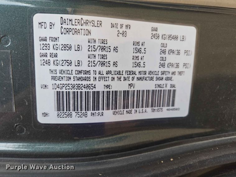 image for item ER1751 2003 Dodge Caravan van