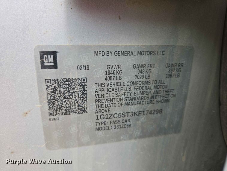 image for item ER1761 2019 Chevrolet Malibu 