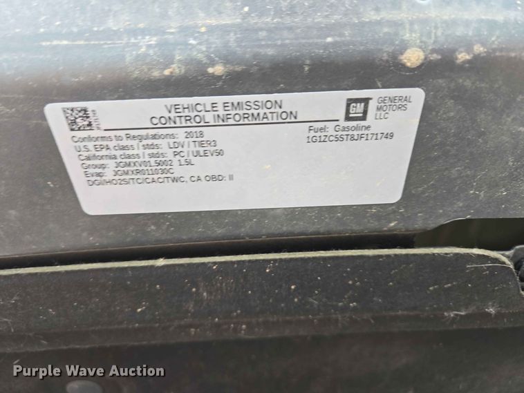 image for item ER1763 2018 Chevrolet Malibu 