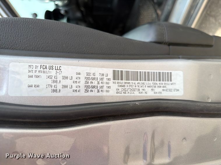 image for item ER1812 2017 Dodge Durango SSV SUV