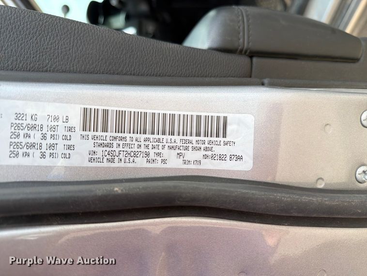 image for item ER1812 2017 Dodge Durango SSV SUV