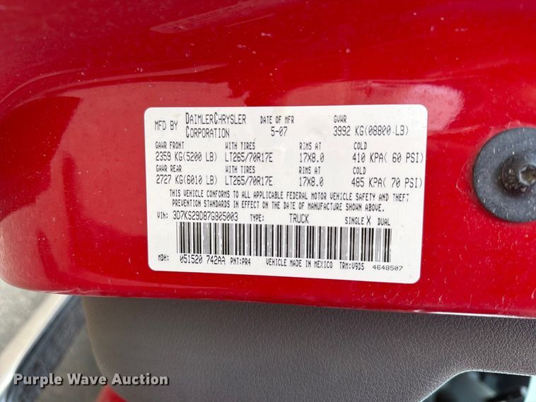 image for item ER1813 2007 Dodge Ram 2500 Crew Cab pickup truck