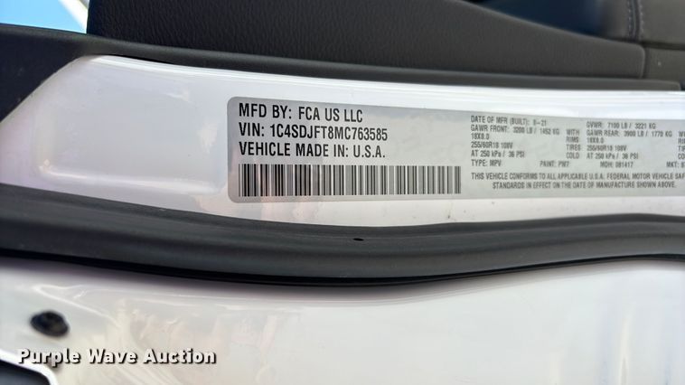 image for item ER3064 2021 Dodge Durango SSV SUV
