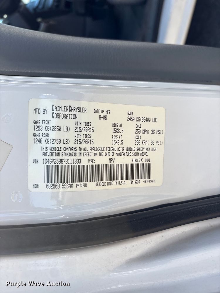 image for item ET0561 2007 Dodge Grand Caravan SUV
