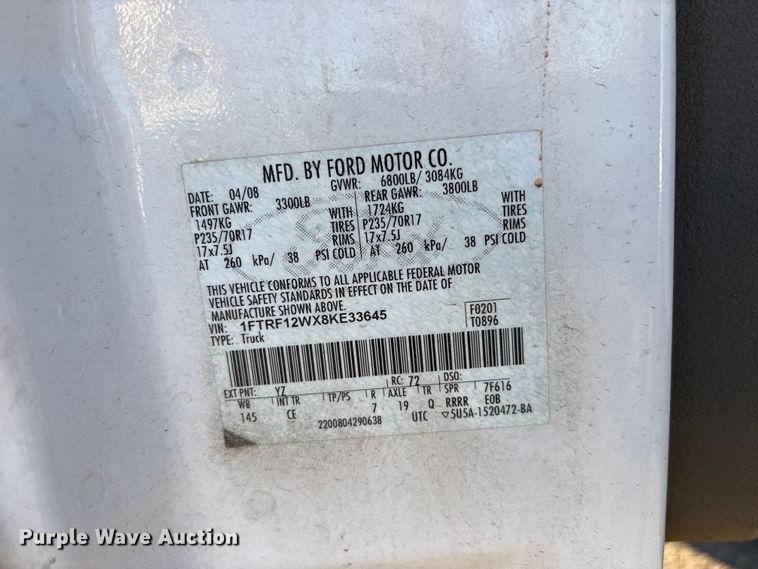 image for item ET0570 2008 Ford F150 pickup truck