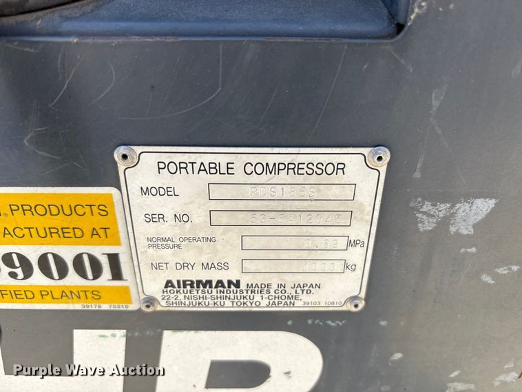image for item ET0576 1995 AIRMAN PDS185S air compressor