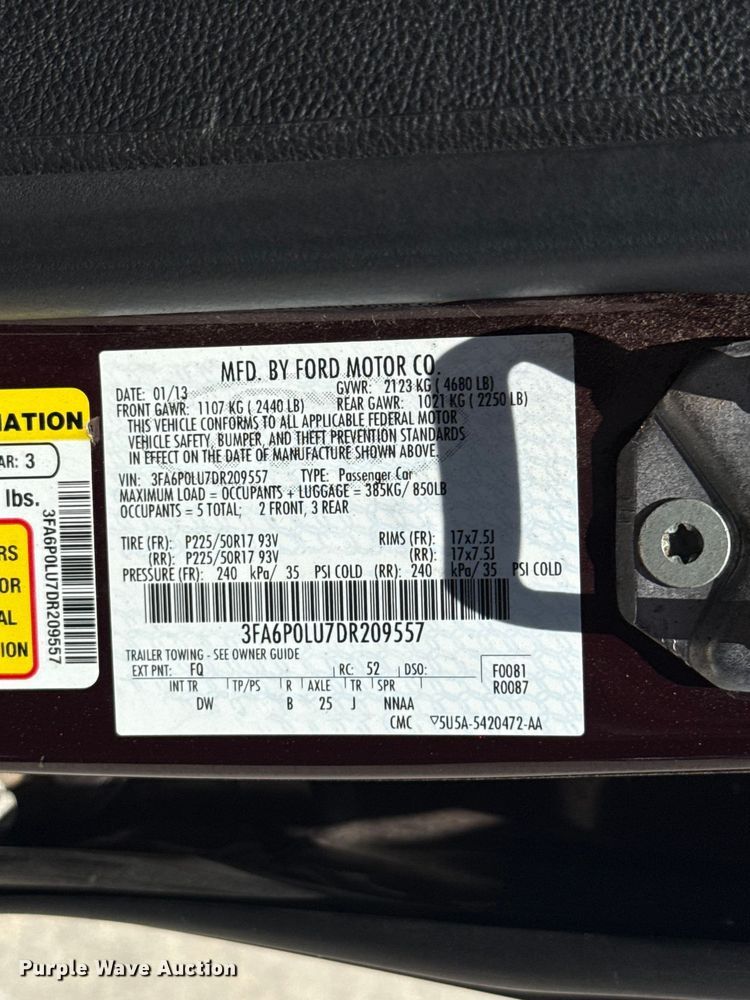 image for item ET6324 2013 Ford Fusion 