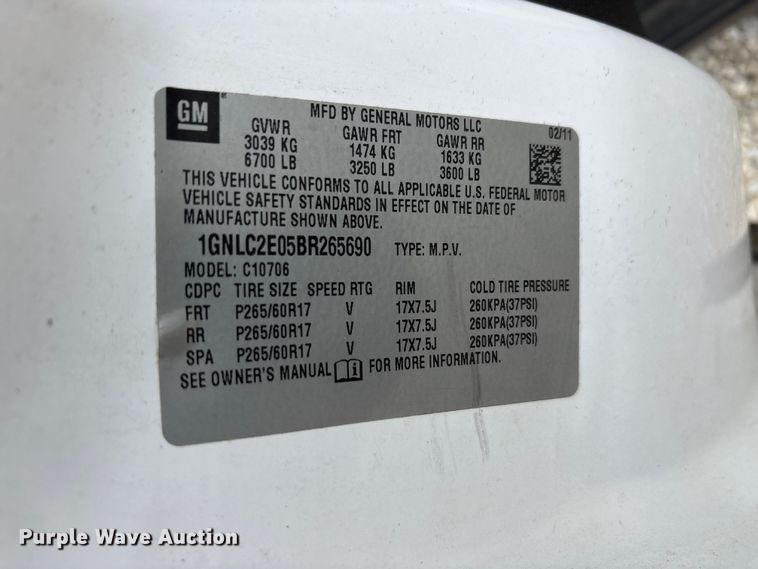 image for item EU5731 2011 Chevrolet Tahoe Police SUV