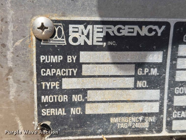 image for item EW0376 1989 Federal Motors pumper fire truck