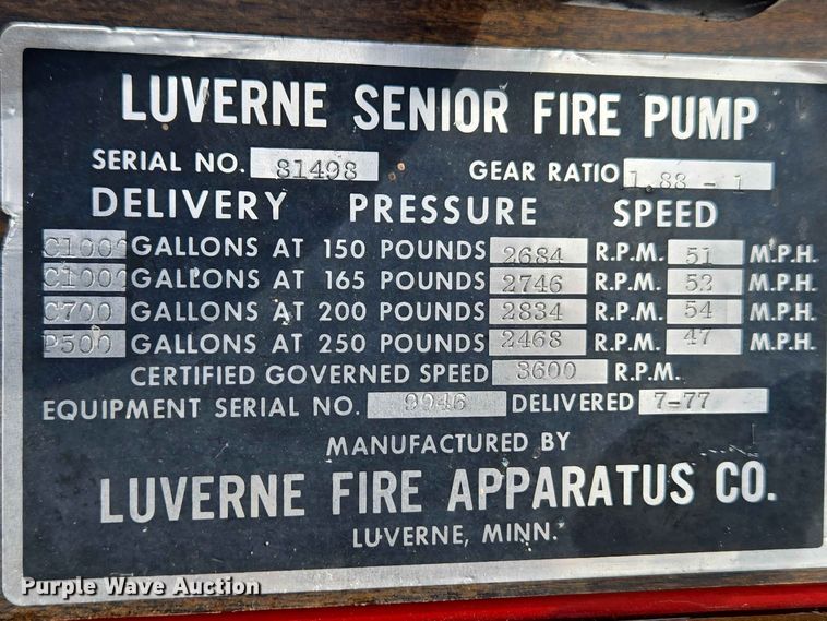 image for item EW0377 1975 Ford 900 pumper fire truck