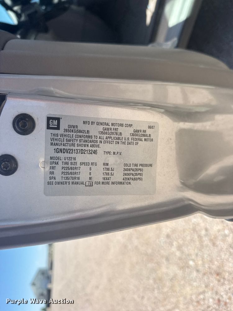 image for item EW4875 2007 Chevrolet Uplander SUV