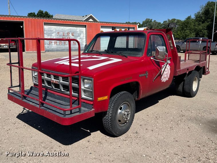 image for item EW4888 1984 Chevrolet K30 flatbed pickup truck