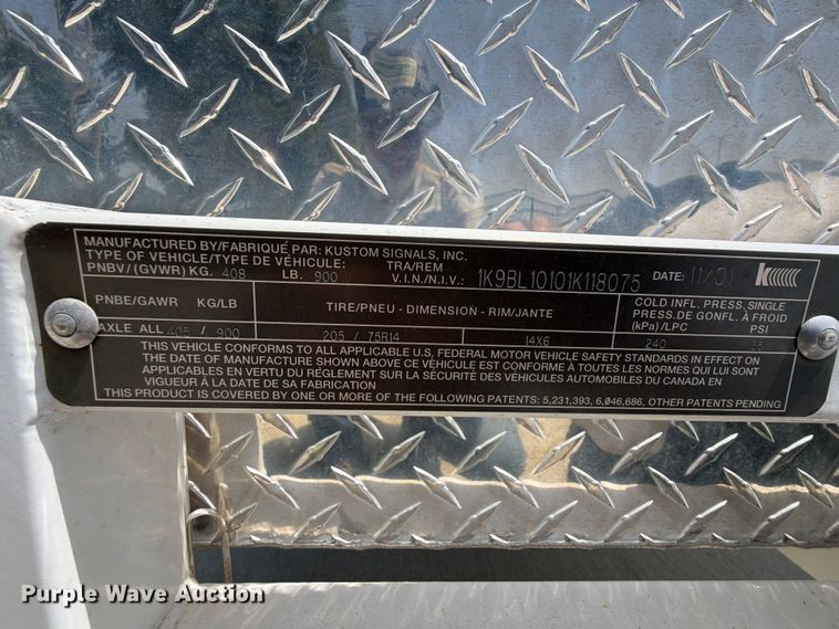 image for item EX2524 2001 Kustom Signals Inc. speed limit sign trailer