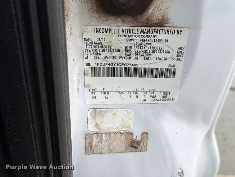 image for item EX4525 2012 Ford F450 Super Duty utility / service truck