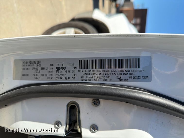 image for item EX4541 2019 RAM 1500 Crew Cab pickup truck
