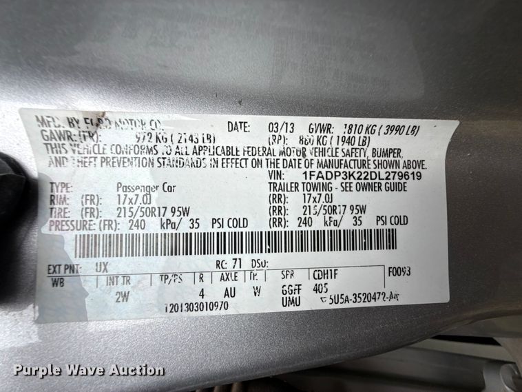 image for item FB6660 2013 Ford Focus SE 