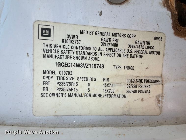 image for item FB6770 1997 Chevrolet C1500 pickup truck