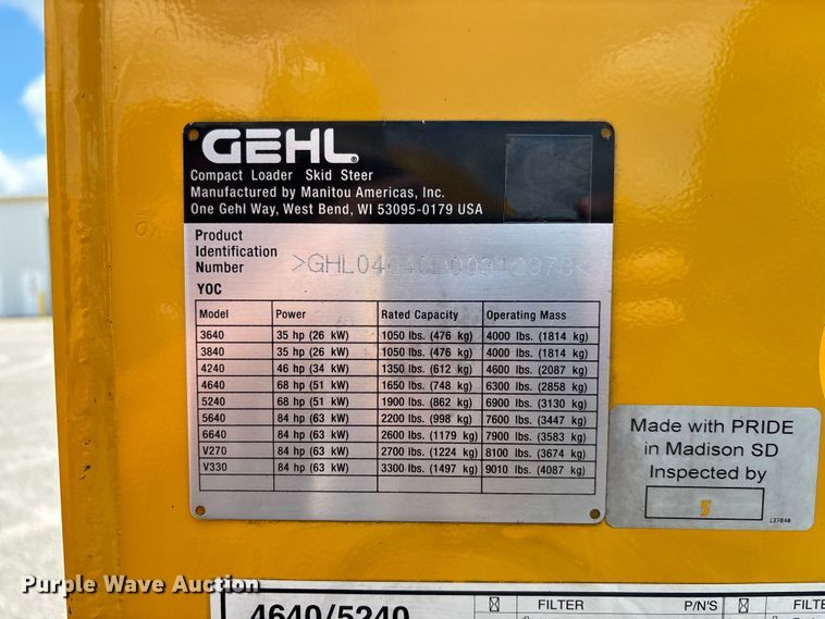 image for item FC1716 2013 Gehl 4640 skid steer loader