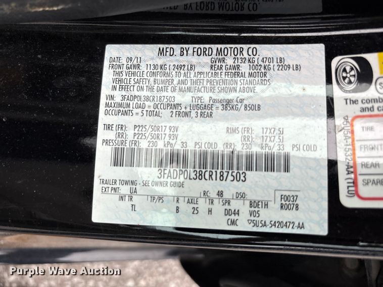 image for item FC2424 2012 Ford Fusion 