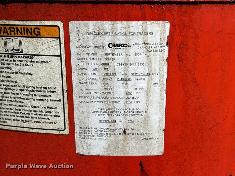 image for item FC2755 2004 Crafco SS125 pothole patcher