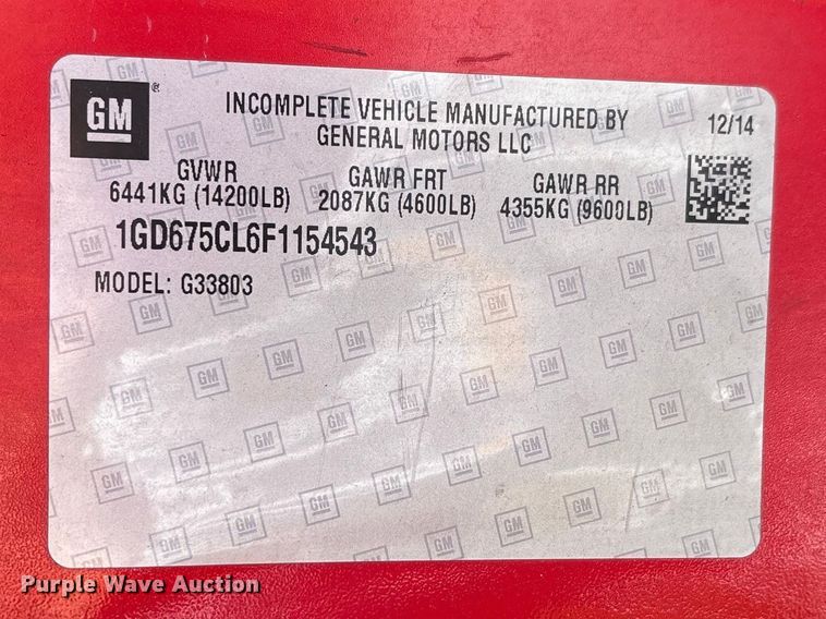 image for item FG0399 2015 GMC Savana 4500 ambulance