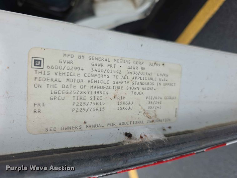 image for item FH6193 1989 Chevrolet G20 van