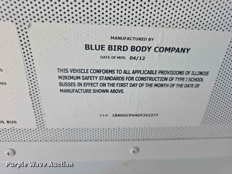 image for item FH6198 2013 Bluebird school bus