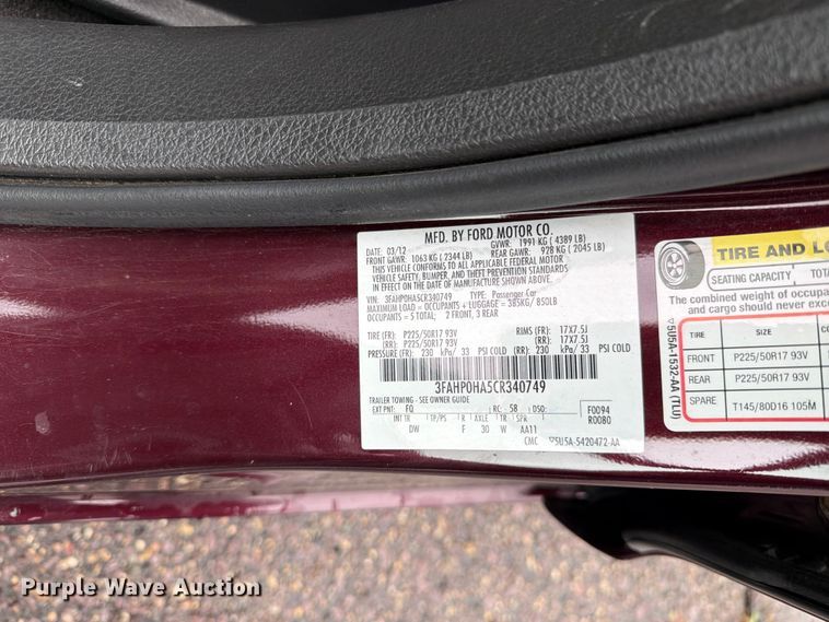 image for item FK0269 2012 Ford Fusion 