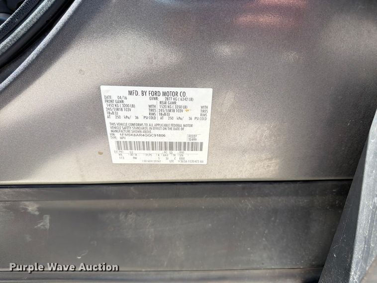image for item FK3122 2016 Ford Explorer Police Interceptor SUV