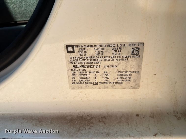 image for item FK4506 2015 Chevrolet Silverado Crew Cab pickup truck