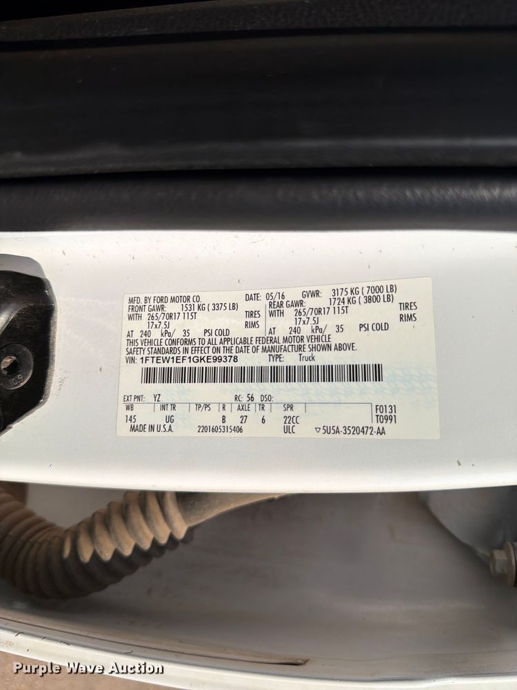 image for item FK4507 2016 Ford F-150 Crew Cab pickup truck
