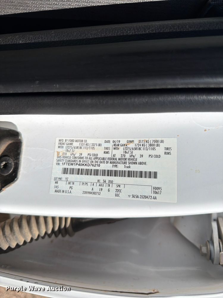 image for item FK4510 2019 Ford F-150 Crew Cab pickup truck