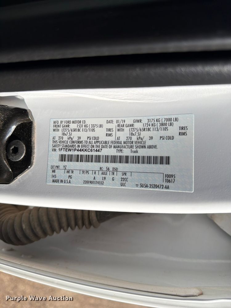 image for item FK4511 2019 Ford F-150 Crew Cab pickup truck