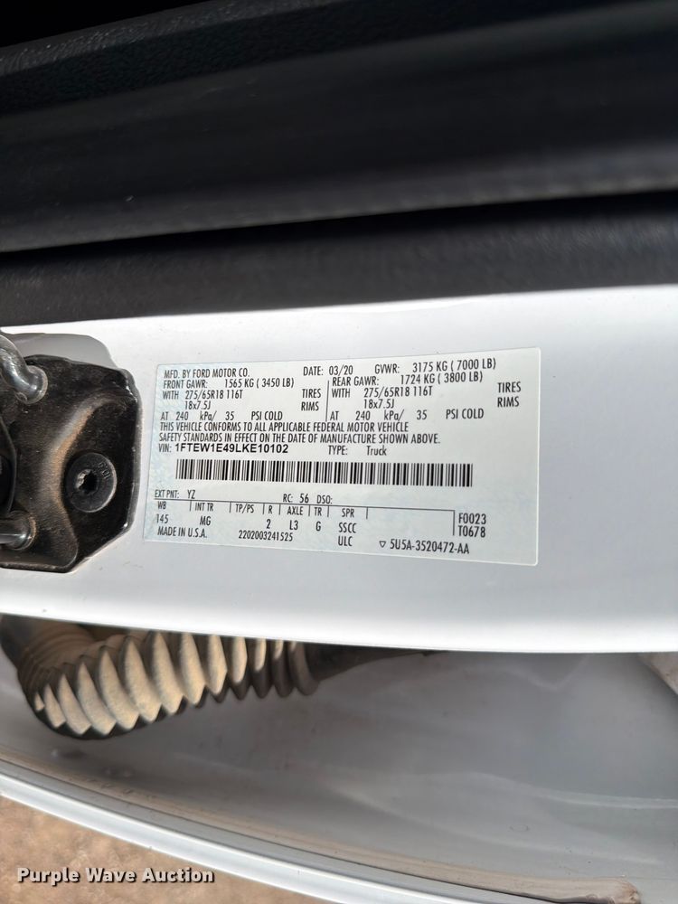 image for item FK4512 2020 Ford F150 Crew Cab pickup truck