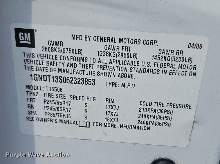 image for item FN5696 2006 Chevrolet Trailblazer SUV