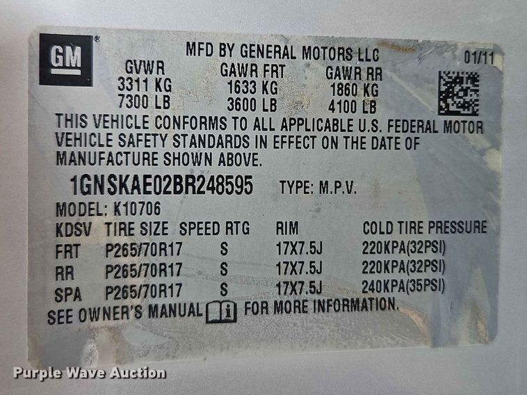 image for item FN5711 2011 Chevrolet Tahoe SUV