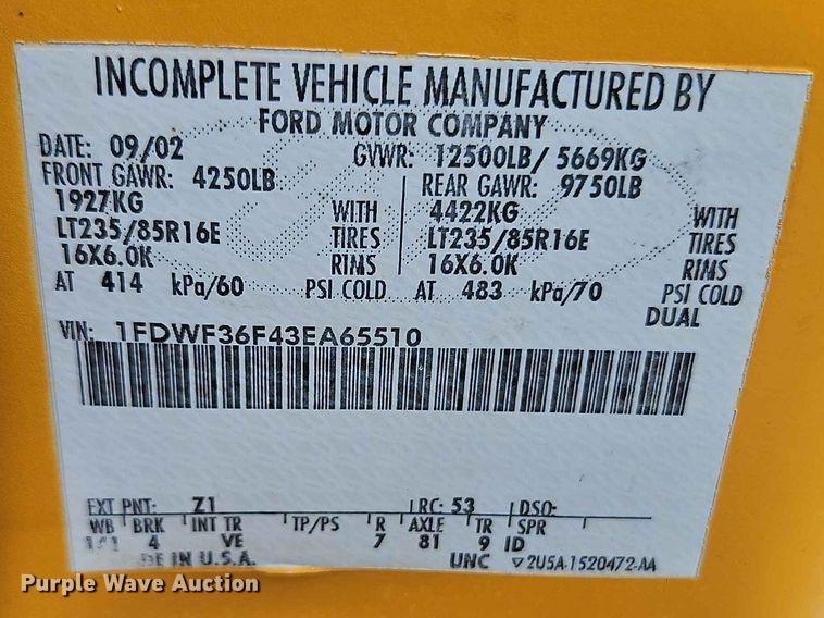 image for item FN5716 2003 Ford F350 Super Duty XL dump flatbed pickup truck