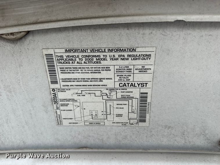image for item NA9500 2002 Dodge Ram Wagon B2500 van