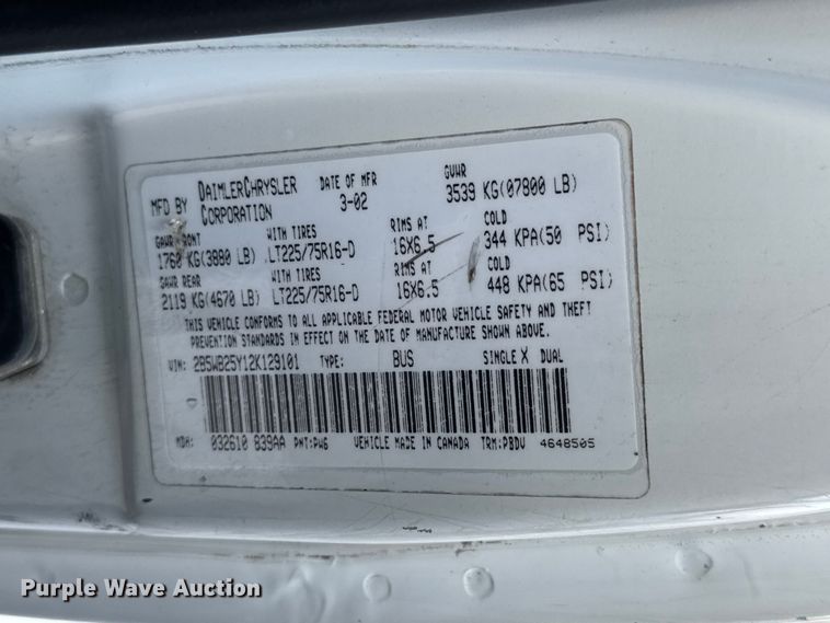 image for item NA9500 2002 Dodge Ram Wagon B2500 van
