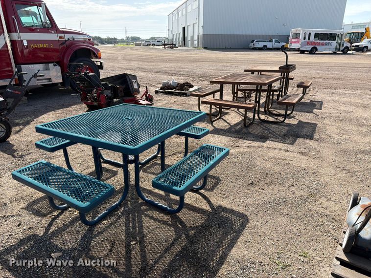 (3) metal picnic tables