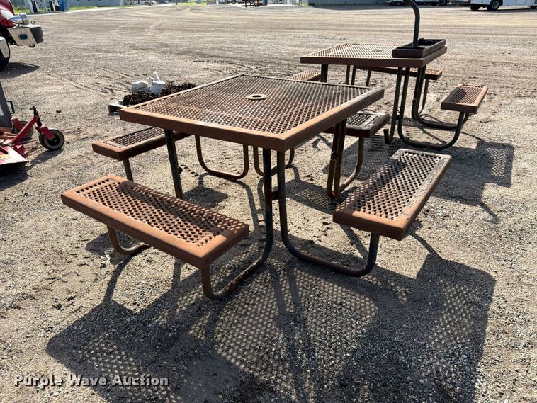image for item NF9763 (3) metal picnic tables 