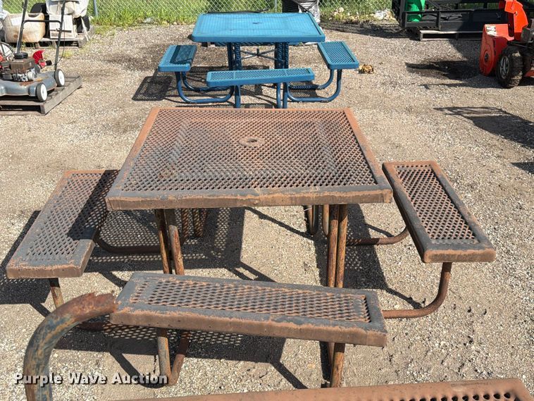 image for item NF9763 (3) metal picnic tables 