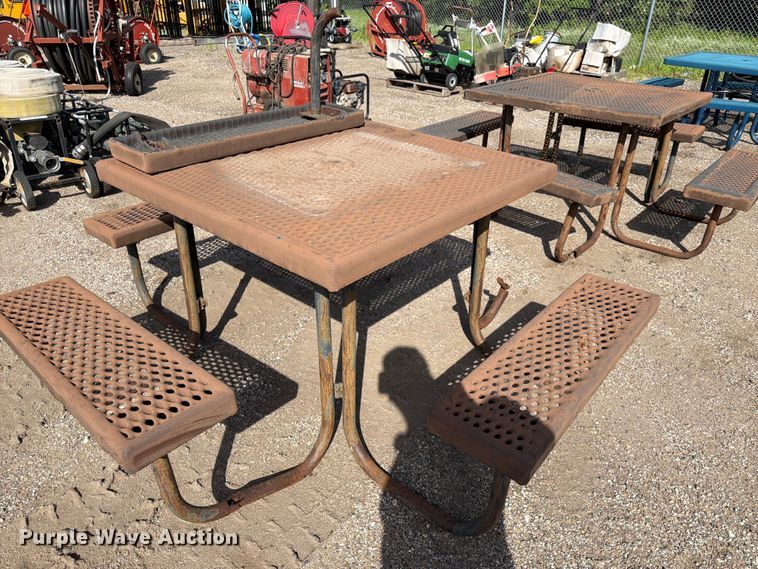 image for item NF9763 (3) metal picnic tables 